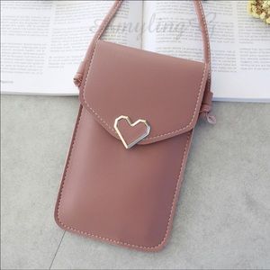 Cell Phone Shoulder Leather Clip Bag Mauve